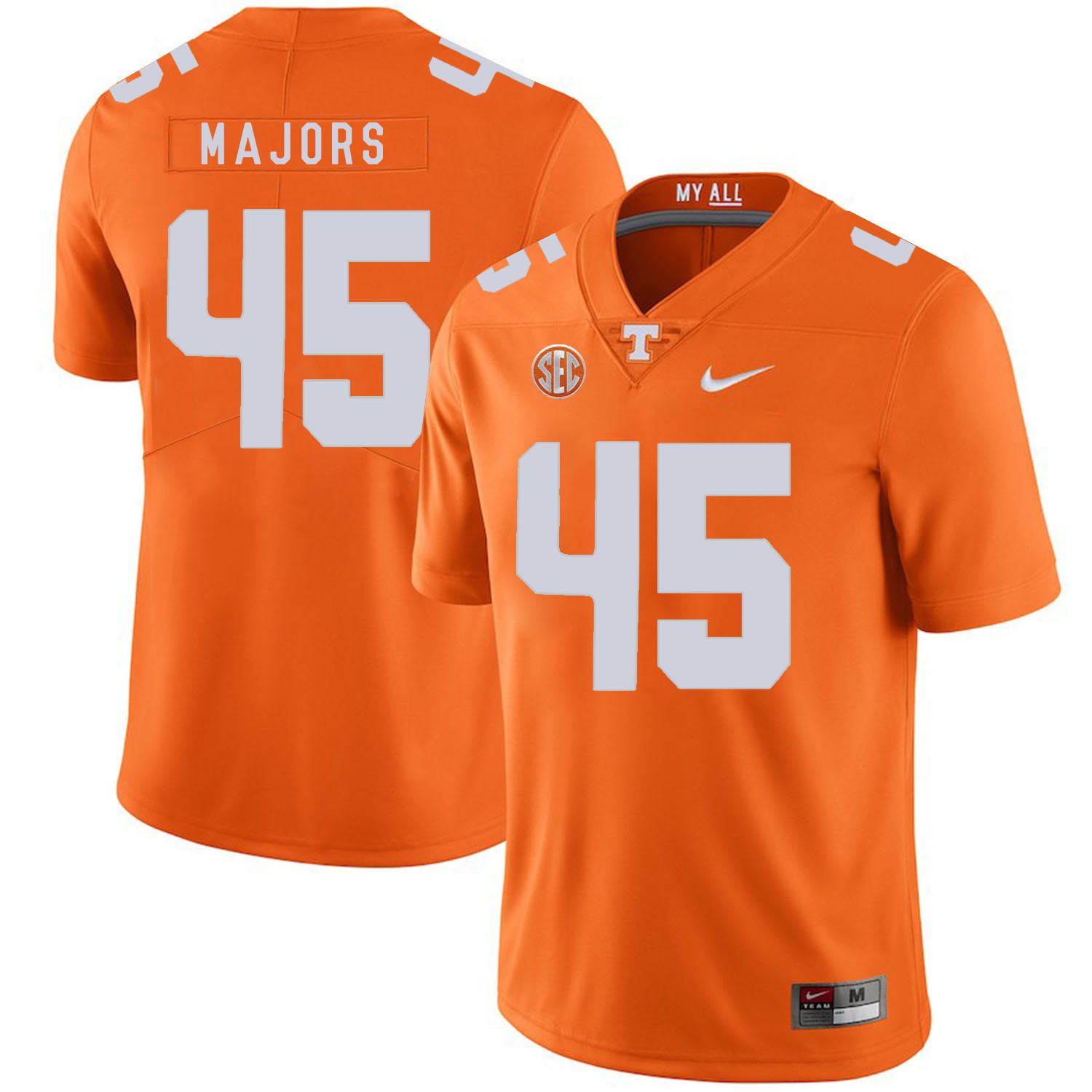 Men Tennessee Volunteers #45 Majors Orange Customized NCAA Jerseys